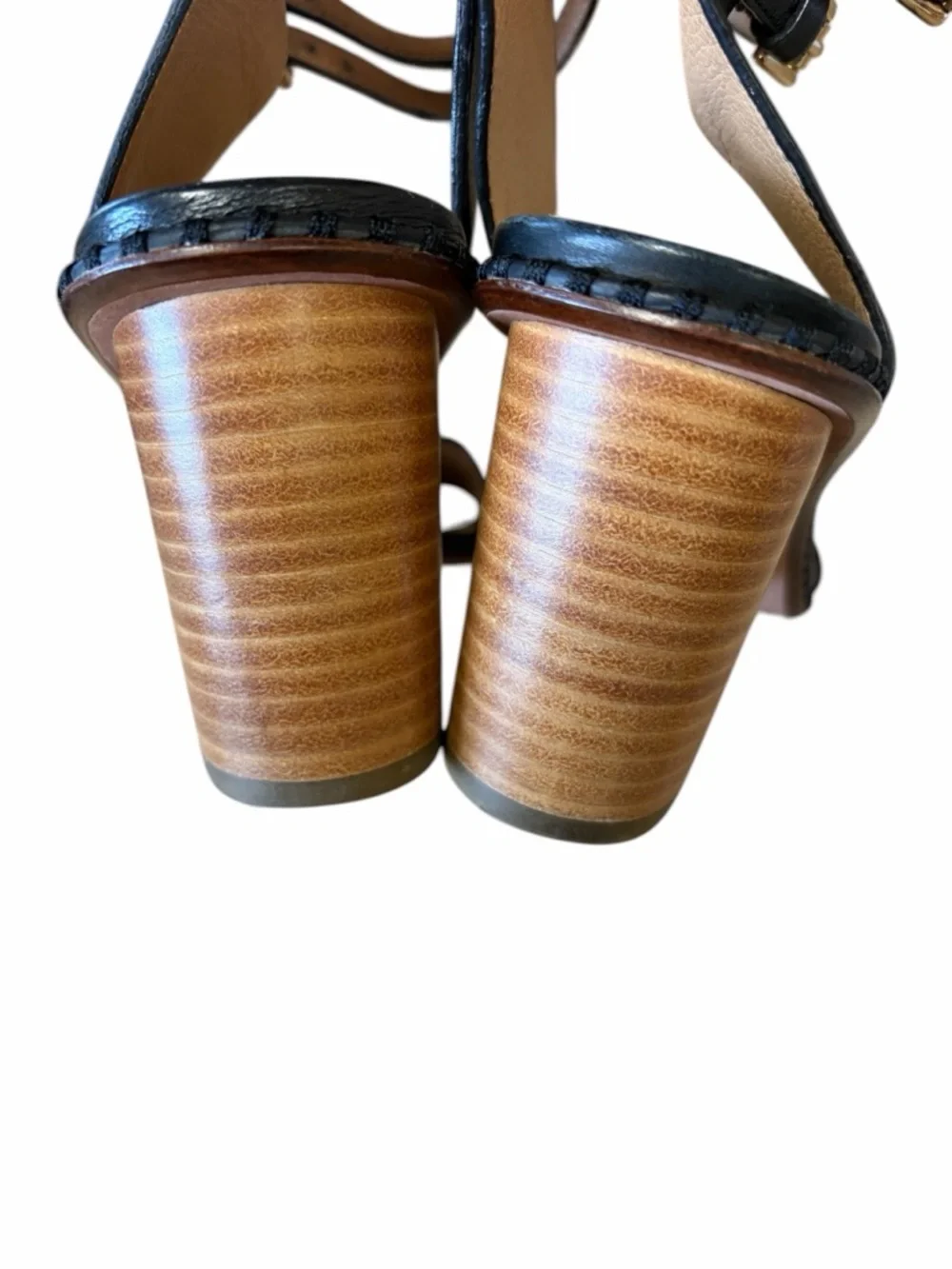 Coach Double Ankle-Strap Stacked Block Heel Sandals - 7